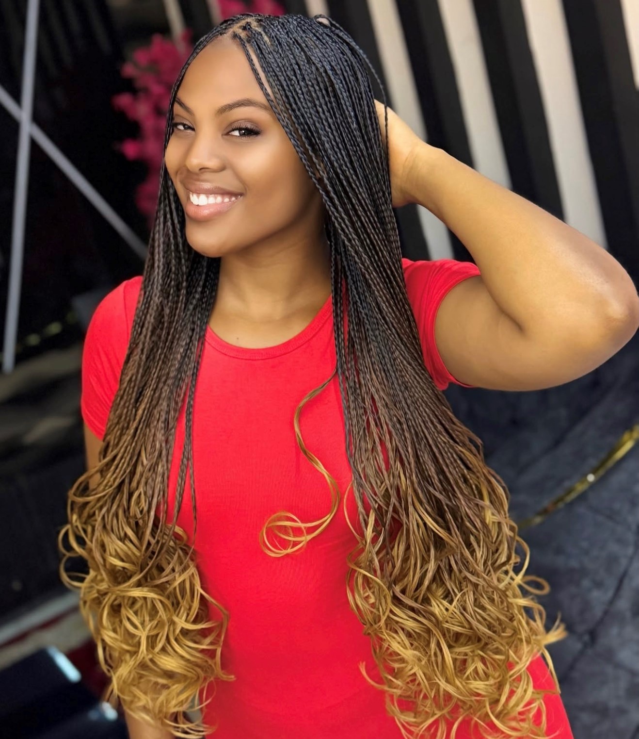 French curly braids inspiration at Fred Saloon